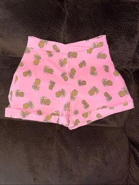 Bettie Page Pink Pineapple High Waist Shorts L